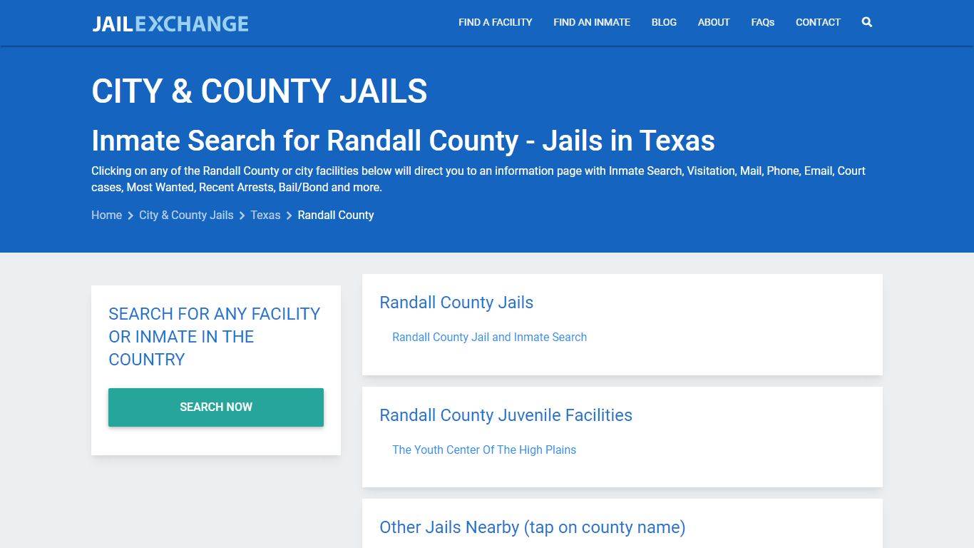 Inmate Search for Randall County | Jails in Texas - Jail Exchange